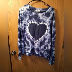 Blue Tie-Dye Heart Long Sleeve Shirt